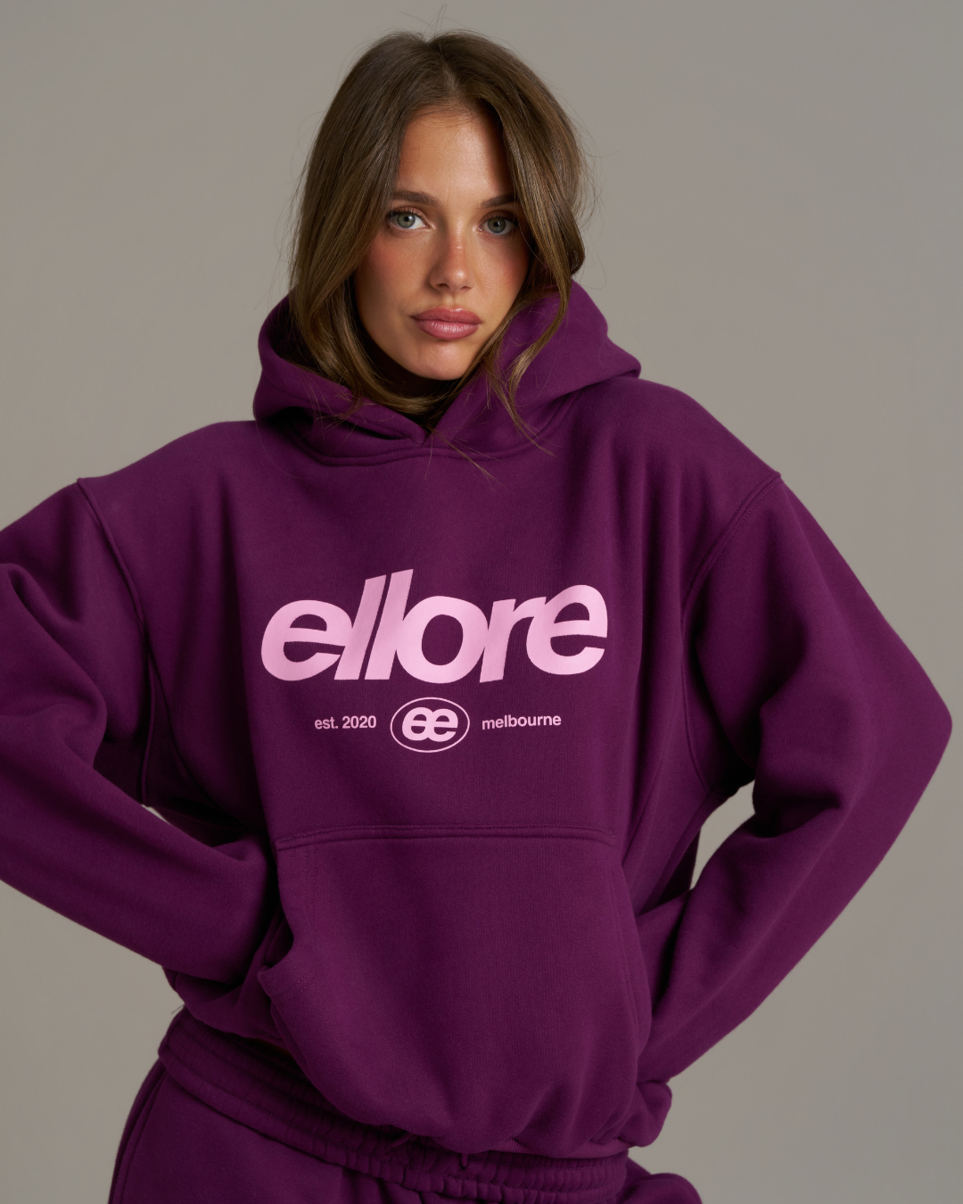 Boxy Adjustable Hoodie - Grape