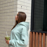 Boxy Oversized Hoodie - Sage Puff