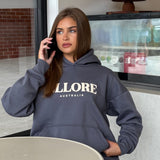 Boxy Oversized Hoodie - Gunmetal Puff