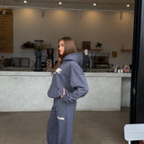 Boxy Oversized Hoodie - Gunmetal Puff