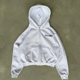 Cropped Oversized Zip Hoodie - Marle In Midnight