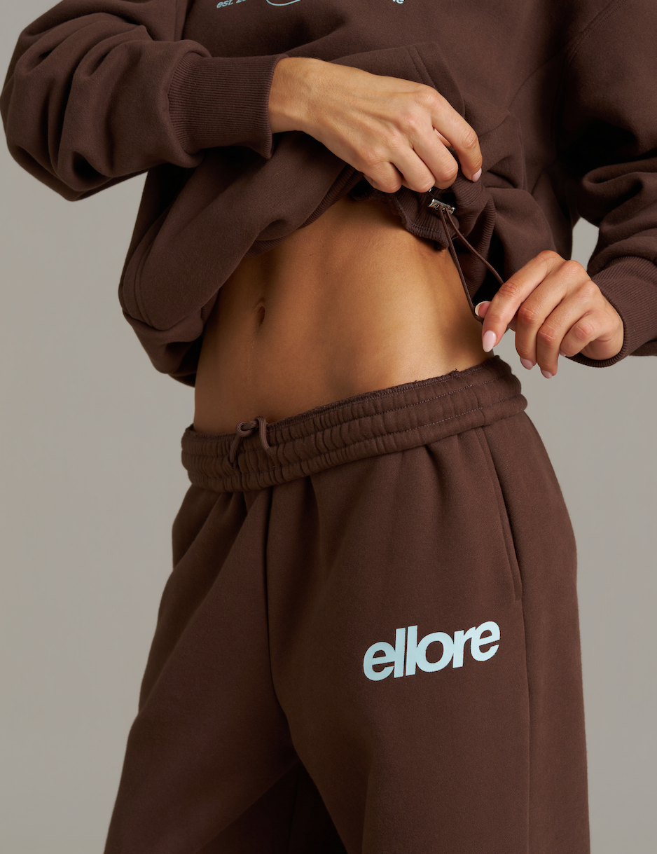 Boxy Adjustable Off-Shoulder Crewneck - Chocolate